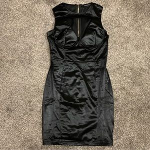 Black Satin Underwire Mini Dress